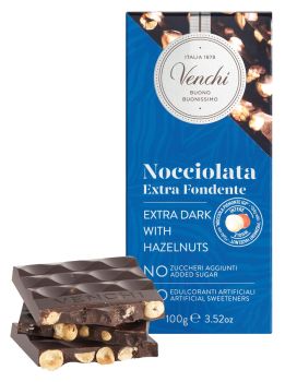 Preview: Venchi Nocciolata Extra Fondente - Dunkle Schokolade mit Haselnüssen ohne Zuckerzusatz, 100g